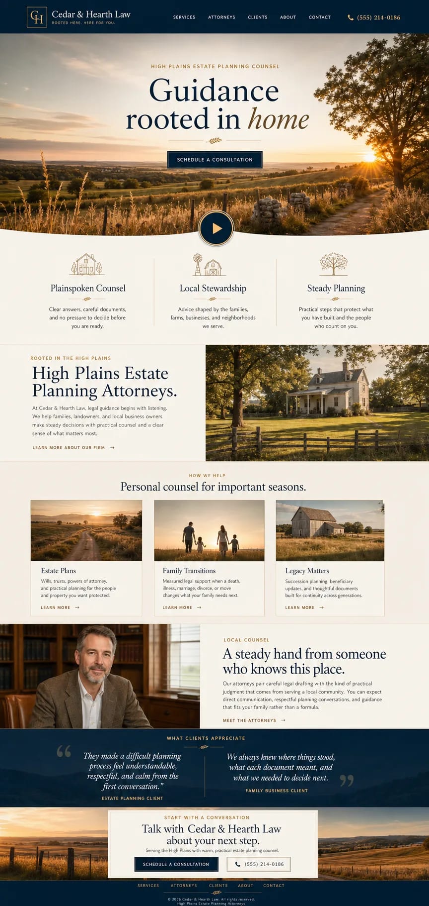 Cedar & Hearth Law, a legal concept by Dialed In Digital.