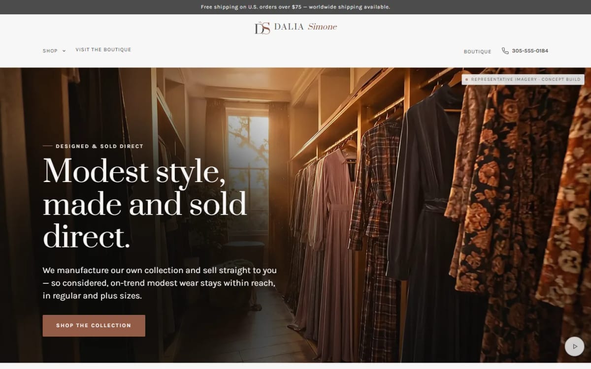 Dalia Simone, a fashion e-commerce concept by Dialed In Digital.