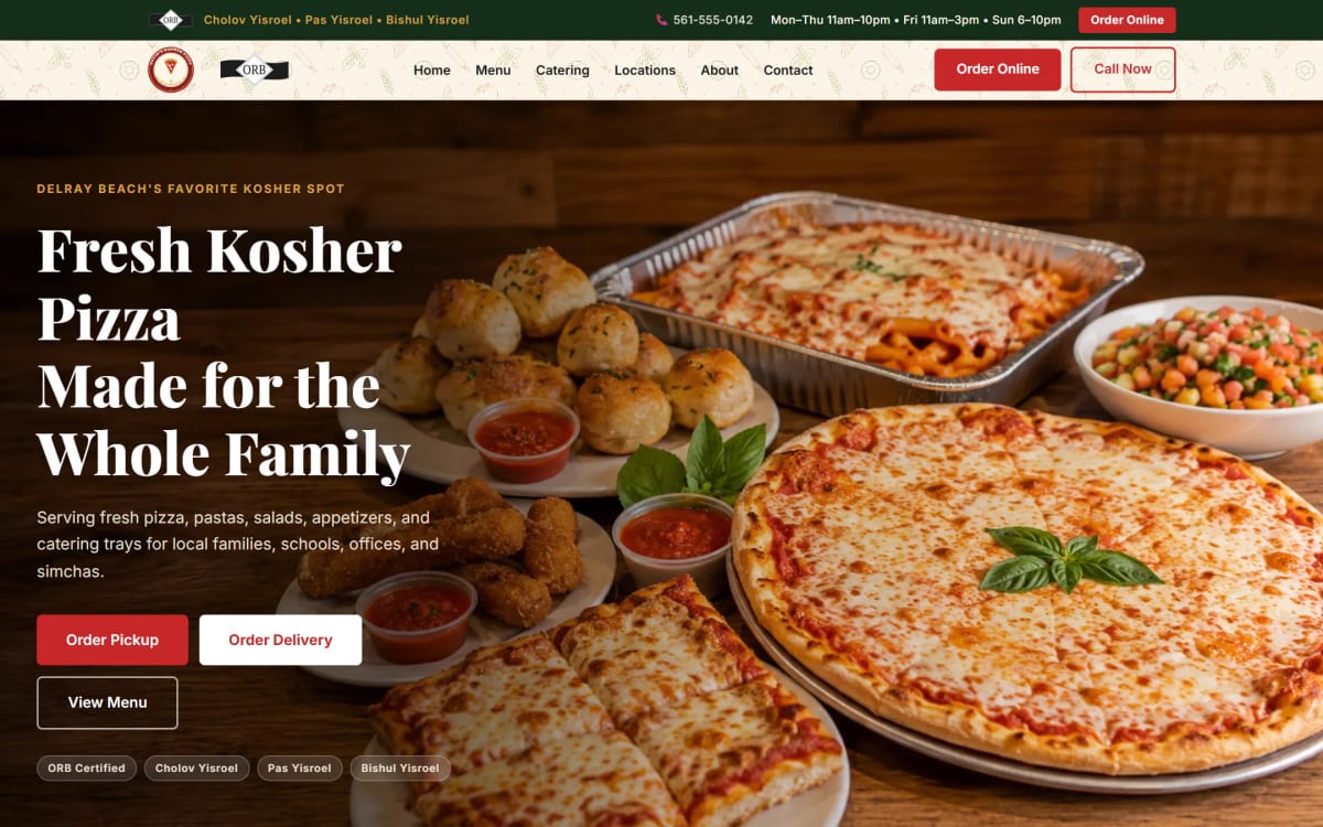 David's Kosher Pizza, a food / restaurant concept by Dialed In Digital.