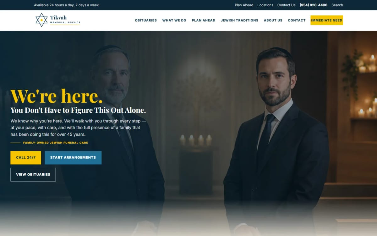 Tikva Funeral Homes, a funeral services concept by Dialed In Digital.