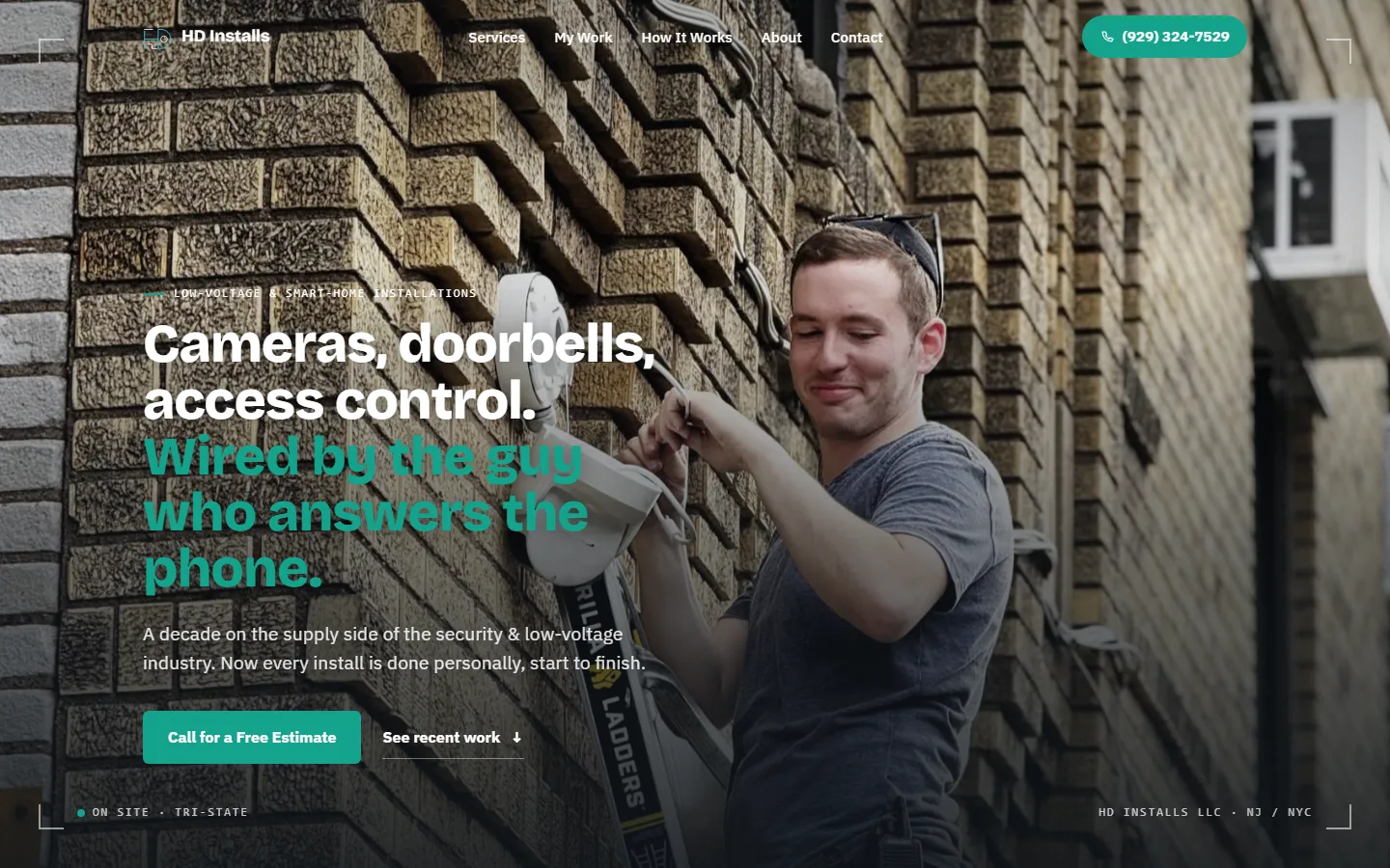 HD Installs low-voltage and security installer website homepage