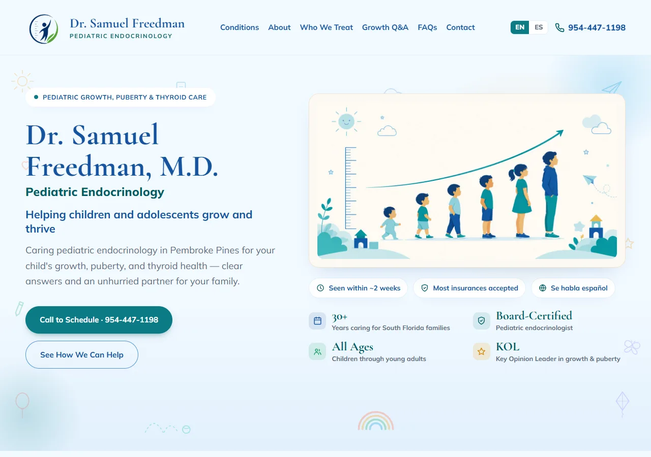 The Endocrine Center medical practice website homepage